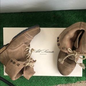 All Saints kids suede cuff boot
